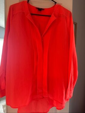 H&M Bright Red V-Neck Long Sleeve Blouse